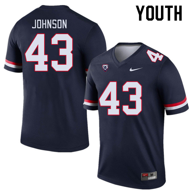 Youth #43 Dalton Johnson Arizona Wildcats College Football Jerseys Stitched-Navy - Click Image to Close